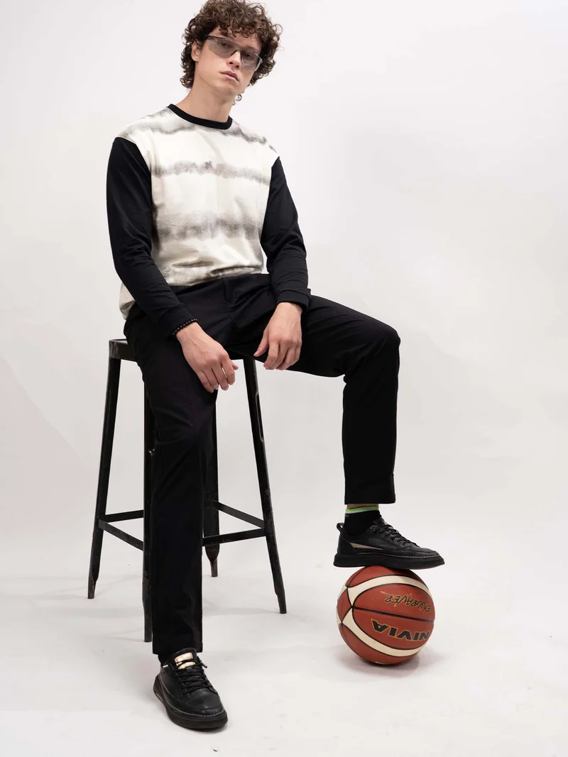 Maniac  Maniac Mens Cut and Sew Solid Black Cotton Trackpant for Men | Best Price UAE